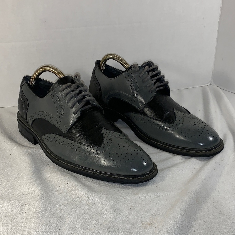 Penguin by Musingwear Men's Two-Tone Black and Gray Wingtip Dress Shoes